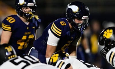 Central Catholic edge rusher Ashton Blatt (8) places in his top eight schools. Nov. 15, 2024 / Ed Thompson. PSN.