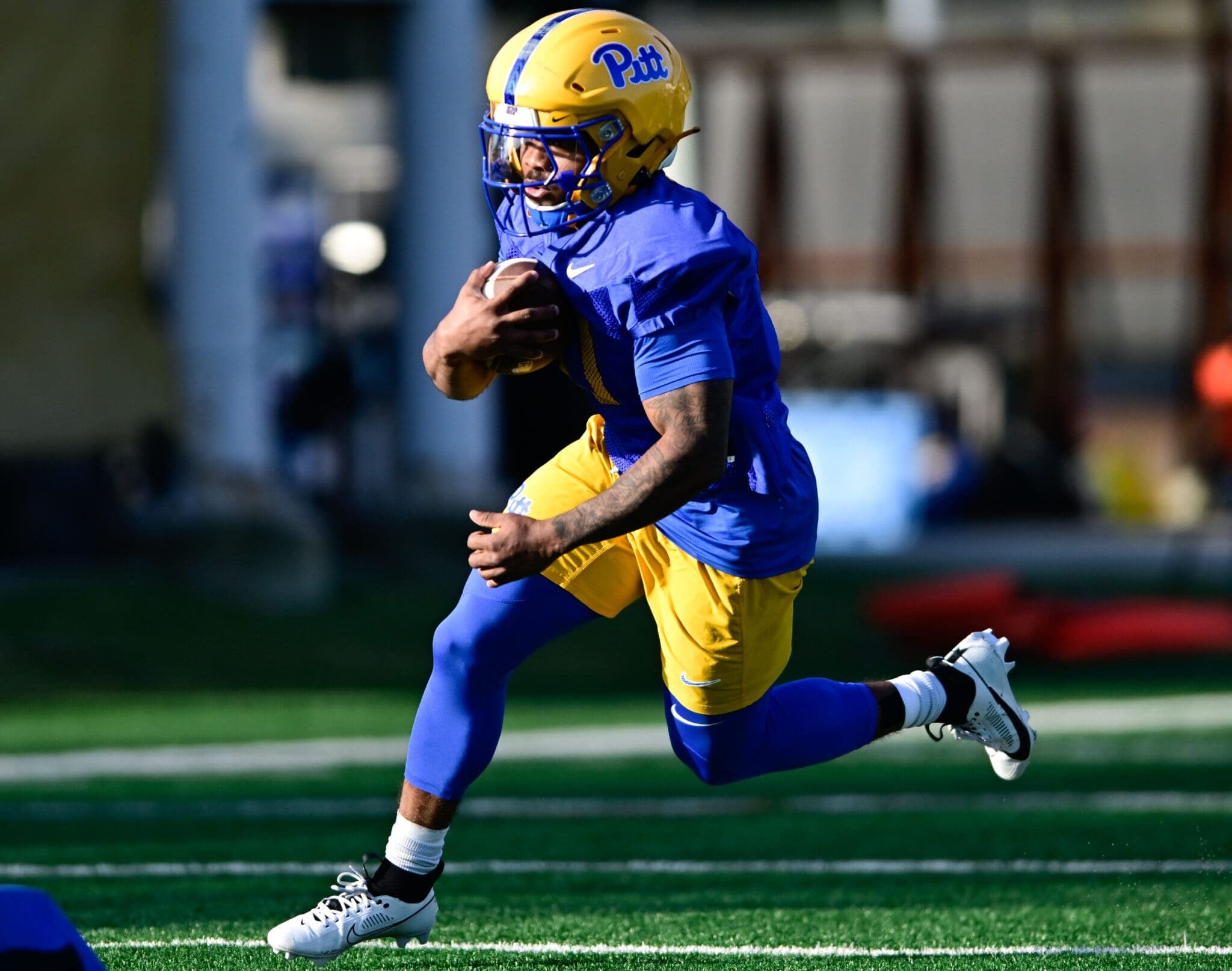 Pitt running back Desmond Reid goes through spring drills. March 13, 2025 -- Ed Thompson / PSN