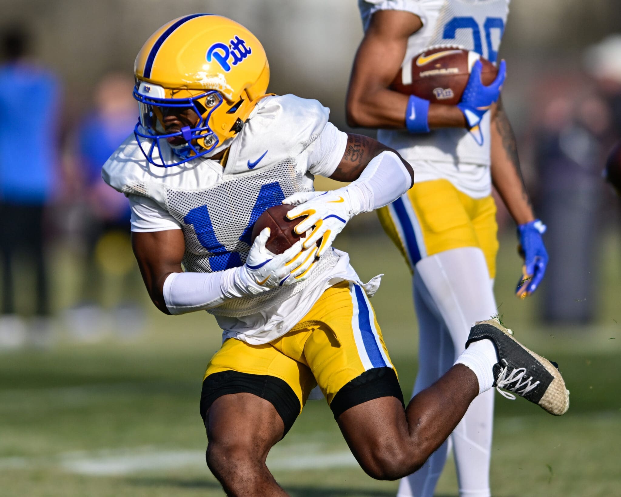 Pitt freshman safety Josh Guerrier in spring drills. March 18, 2025 -- Ed Thompson / PSN
