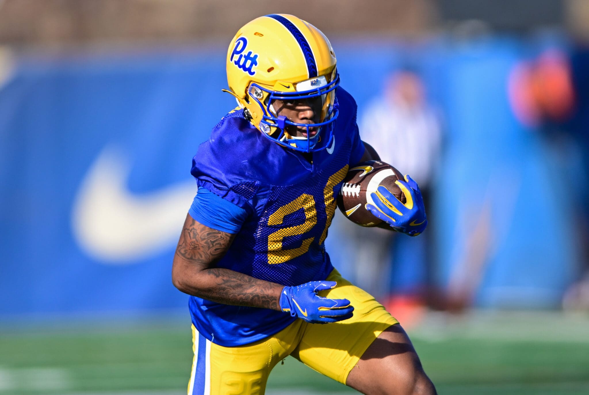 Pitt running back Juelz Goff during spring camp. March 13, 2025 -- Ed Thompson / PSN