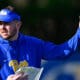 Pitt offensive coordinator Kade Bell during spring camp. March 13, 2025 -- Ed Thompson / PSN