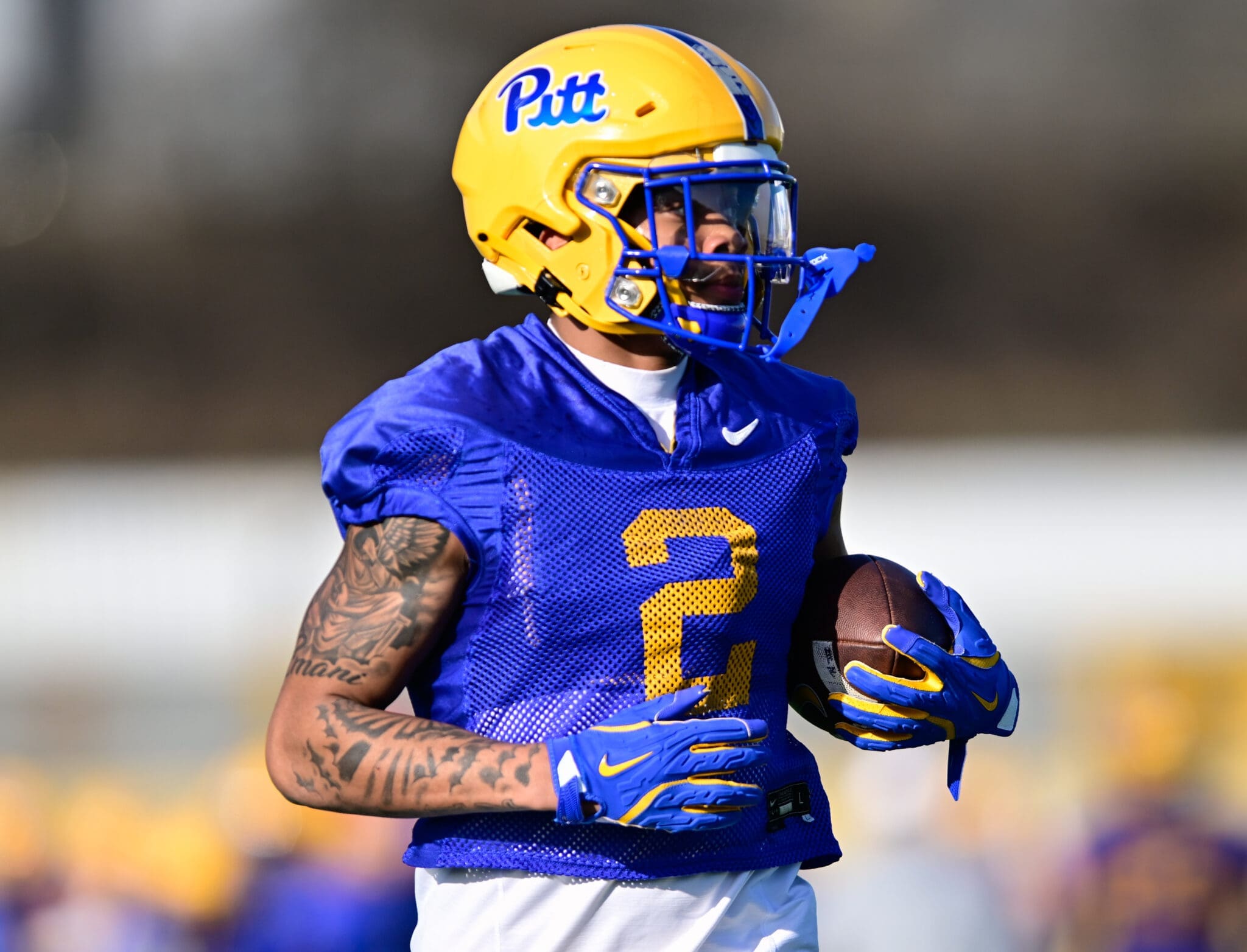 Pitt wide receiver Kenny Johnson during spring camp on March 13, 2025 / Ed Thompson. PSN.