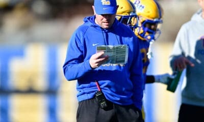 Pitt offensive coordinator Kade Bell. March 18, 2025 / Ed Thompson. PSN.