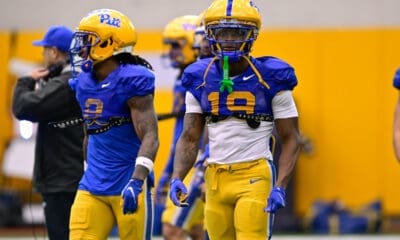 Pitt linebacker Jayden Bonsu (19) during spring practice. March 24, 2025 -- Ed Thompson / PSN