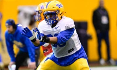 Pitt offensive lineman Akram Elnagmi. March 24, 2025 -- Ed Thompson / PSN