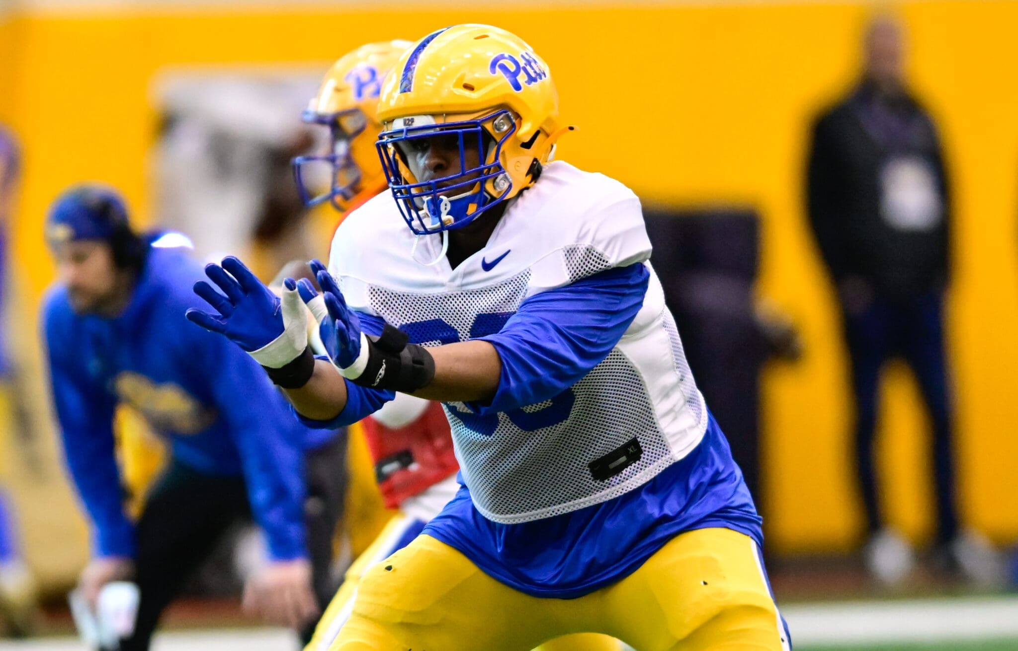 Pitt offensive lineman Akram Elnagmi. March 24, 2025 -- Ed Thompson / PSN