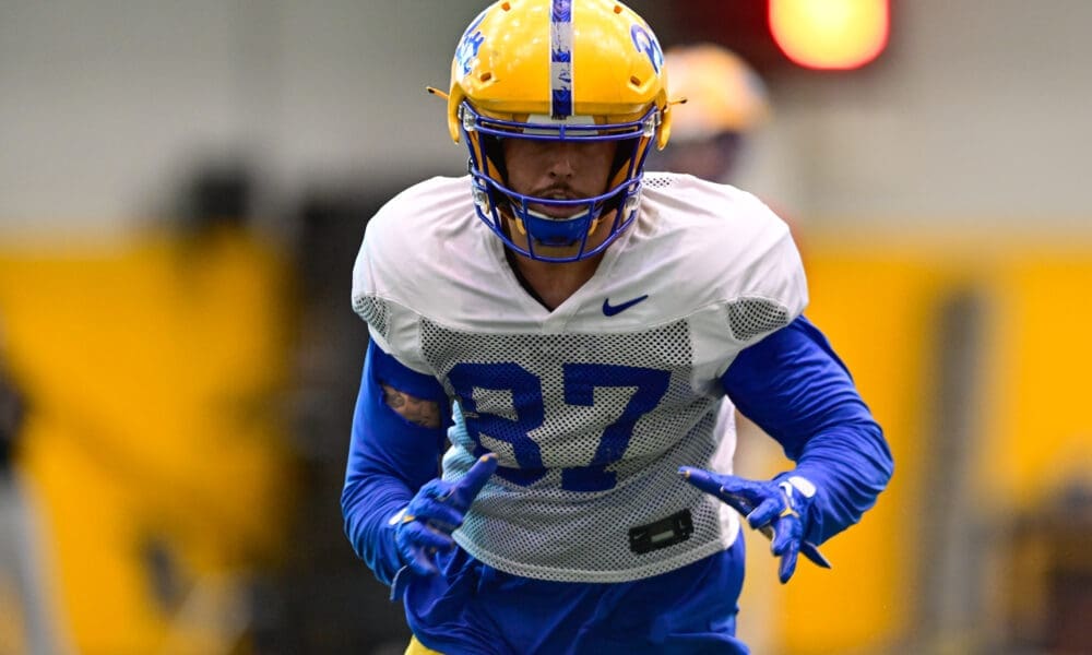 Pitt tight end Jake Overman during spring practice on March 27, 2025 / Ed Thompson. PSN.