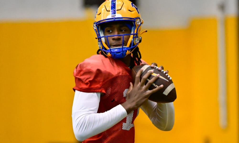 Pitt quarterback Julian Dugger has taken big strides since the bowl game performance. April 10, 2025 / Ed Thompson. PSN.