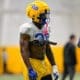 Pitt linebacker Jeremiah Marcelin standing out at spring practice. April 3, 2025 / Ed Thompson. PSN.