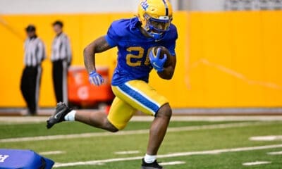 Pitt running back Juelz Goff during spring practice on April 8, 2025 / Ed Thompson. PSN.