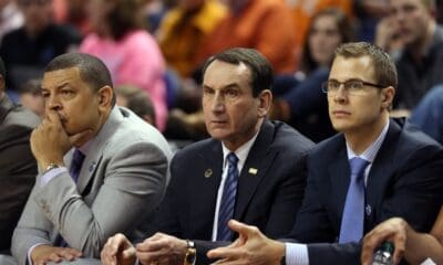Pitt head coach Jeff Capel and Duke head coach Jon Scheyer shared the bench under Mike Krzyzewski for years at Duke.