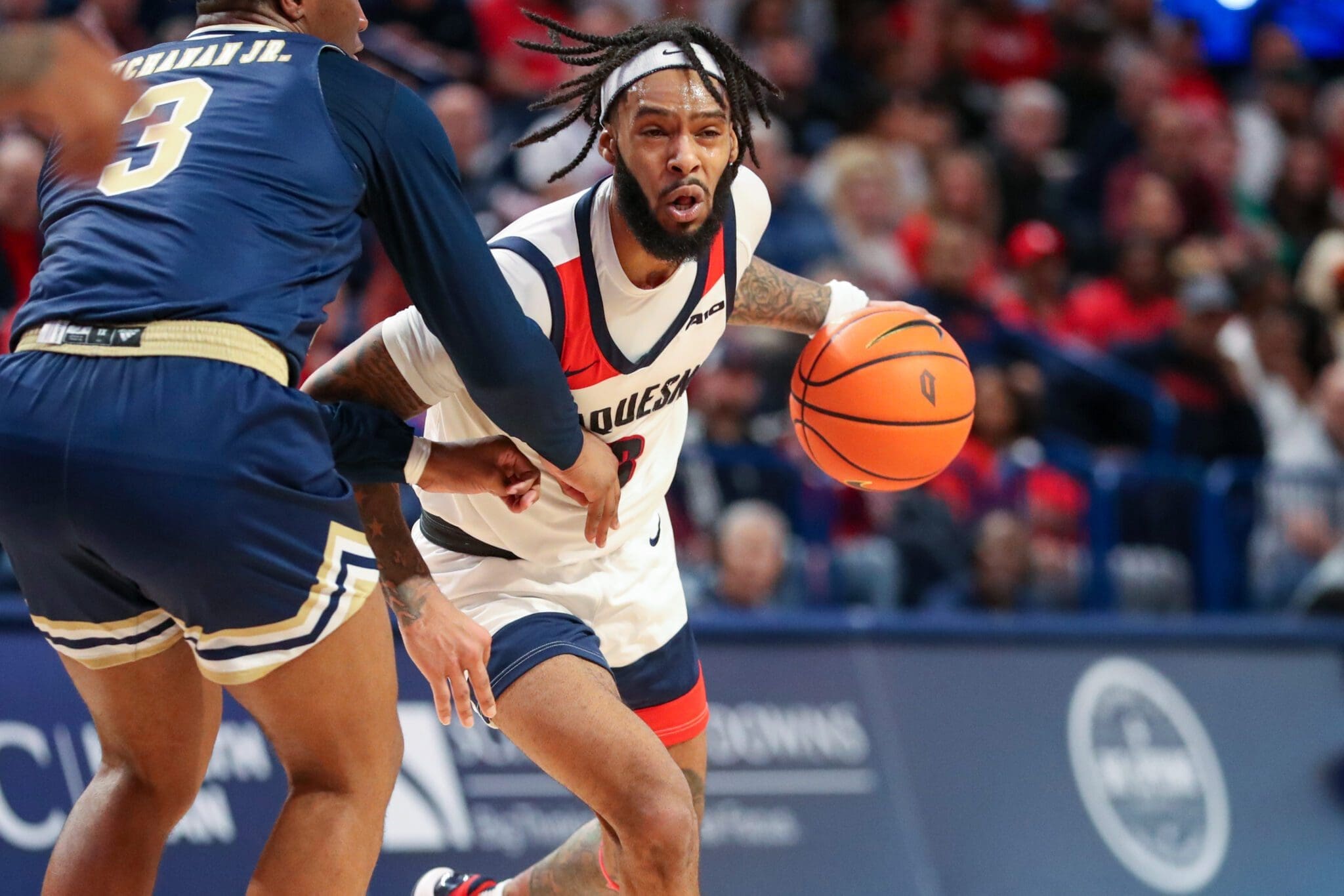 Duquesne Dukes guard Dae Dae Grant (3) March 9, 2024 David Hague/PSN