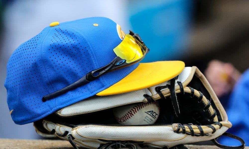 Pitt baseball hat, ball in glove
