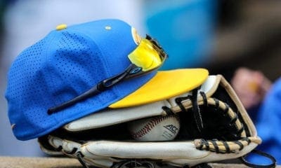 Pitt baseball hat, ball in glove