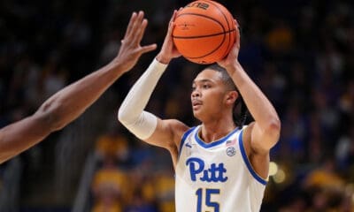 Pitt point guard Jaland Lowe was featured in a commercial/advertisement for Grind Basketball, showing off the shooting machine.