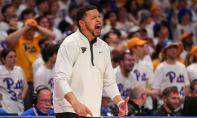 Pitt basketball coach Jeff Capel celebrated the Pitt football comeback win over Cincinnati on Saturday, Sept. 8.