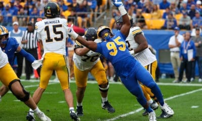 Pitt defensive tackle Francis Brewu.