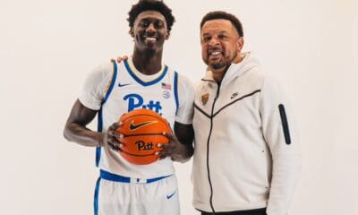 Pitt wing Barry Dunning Jr. with head coach Jeff Capel.