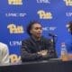 Pitt basketball guards Ish Leggett, Carlton Carrington and Jaland Lowe