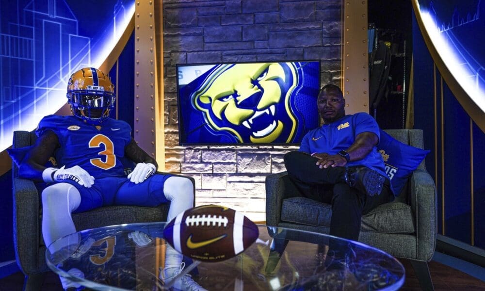 Pitt wide receiver commit Kha'leal Sterling and wide receivers coach JJ Laster