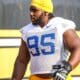 Pitt defensive tackle Francis Brewu