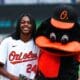 Bub Carrington returned to his hometown ballpark, Camden Yards, to throw the first pitch at the Orioles baseball game.