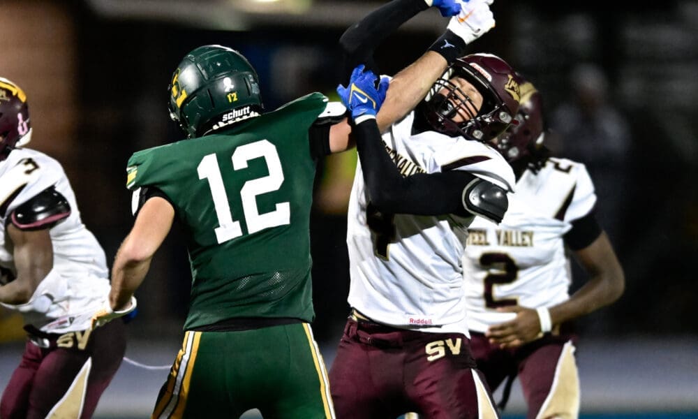 Seton LaSalle edge rusher Aaron Loritts (12) vs. Steel Valley. Nov. 15, 2024 -- Ed Thompson / PSN