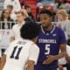 Robert Morris basketball: DJ Smith guards Stinson from Stonehill in the Robert Morris MTE on November 14.