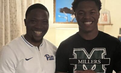 Pitt running backs coach met with four-star prospect Damon Ferguson for an in-home visit. Photo courtesy of Ferguson's X account.