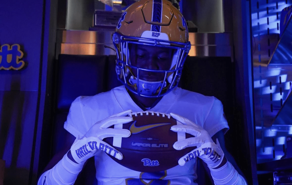 Three-star defensive back Isaiah McMillian on his Pitt official visit. Photo courtesy of McMillian's Instagram account.