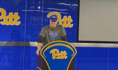 Pitt offensive line coach Jeremy Darveau.