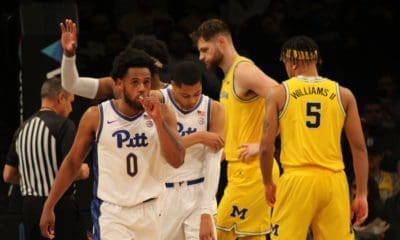 Pitt guard Nelly Cummings in a game against Michigan at the Legends Classic in Brooklyn, New York.