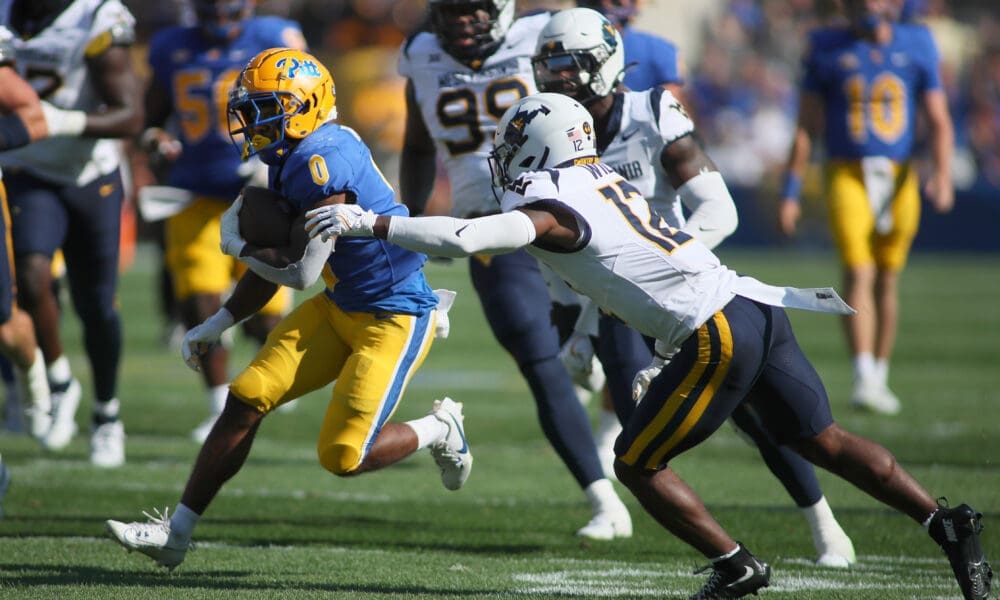 Pitt running back Desmond Reid (0) against West Virginia in the Backyard Brawl. September 14, 2024. Michael Longo/PSN