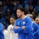 Pitt coach Jeff Capel calls out to his team in the ACC Tournament semifinals on Friday, March 15, 2024 at Capital One Arena in Washington, D.C. (Mitchell Northam / Pittsburgh Sports Now)