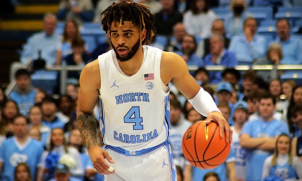 RJ Davis as Pitt plays against North Carolina on Wednesday, Feb. 1, 2023 in Chapel Hill. (Mitchell Northam / Pittsburgh Sports Now)