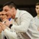 Pitt wrestling coach Keith Gavin calls out to his team on Friday, Feb. 10, 2023 in Raleigh, N.C. (Mitchell Northam / Pittsburgh Sports Now)