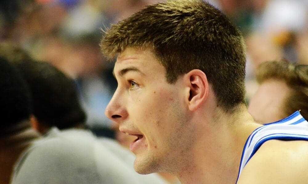 Blue Devils forward Kyle Filipowski as Pitt faces Duke in the ACC Tournament quarterfinals in Greensboro, N.C. on March 9, 2023. (Mitchell Northam / Pittsburgh Sports Now)