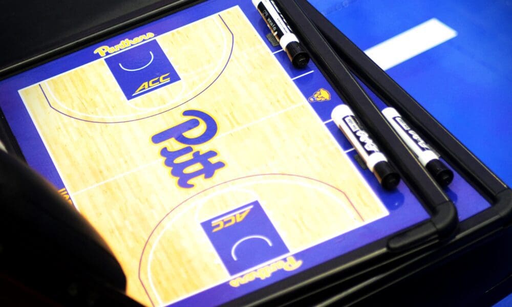 A Pitt basketball board at the ACC Tournament semifinals on Friday, March 15, 2024 at Capital One Arena in Washington, D.C. (Mitchell Northam / Pittsburgh Sports Now)